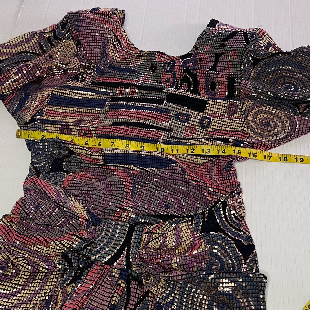 Vintage 80’s Janine Of London Metallic Mosaic Dress - Picture 14 of 14